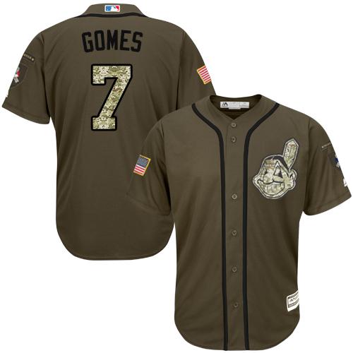 Indians #7 Yan Gomes Green Salute to Service Stitched MLB Jersey